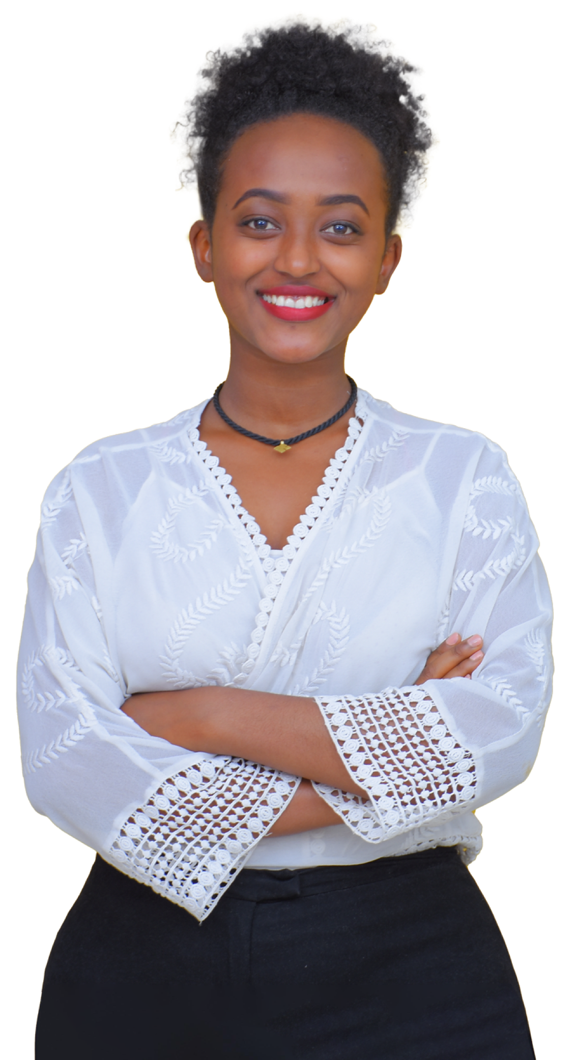 Ethiopian model expressing excitement and satisfaction with the results of their collaboration with WubSites.